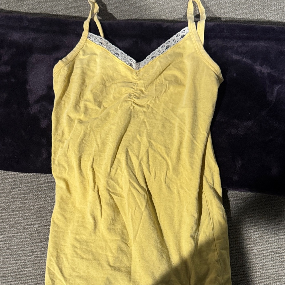 Yellow Lace Trim Cami Top